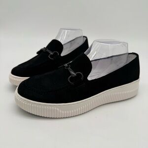 New Sofft ‘Fable’ Black Suede Leather Horsebit Loafer Size 8
